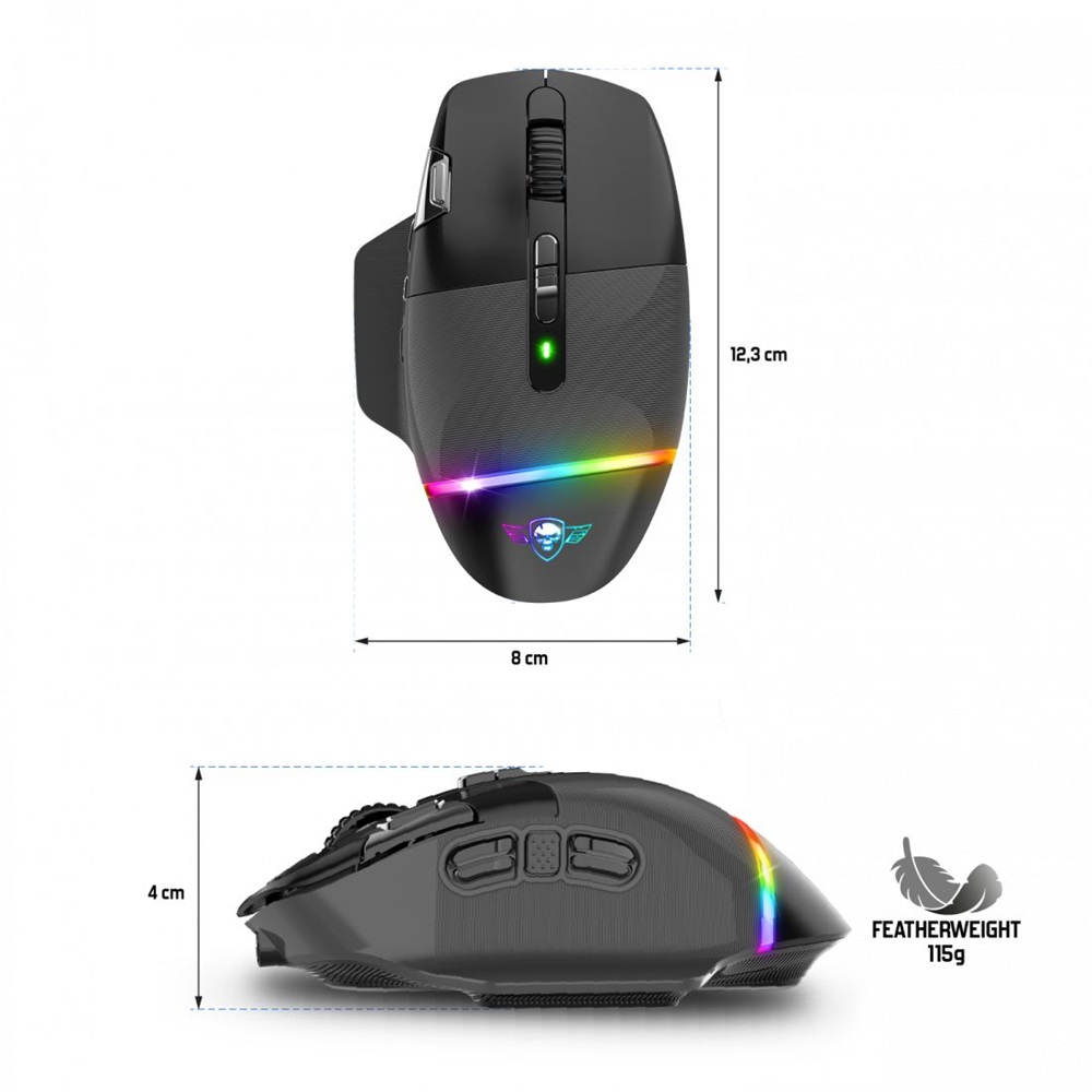 Spirit of Gamer XPERT-M800 10 000DPI vezeték nélküli fekete gamer egér