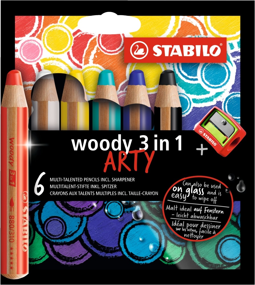 Stabilo ARTY Woody 3in1 6db-os vegyes színű krétaceruza