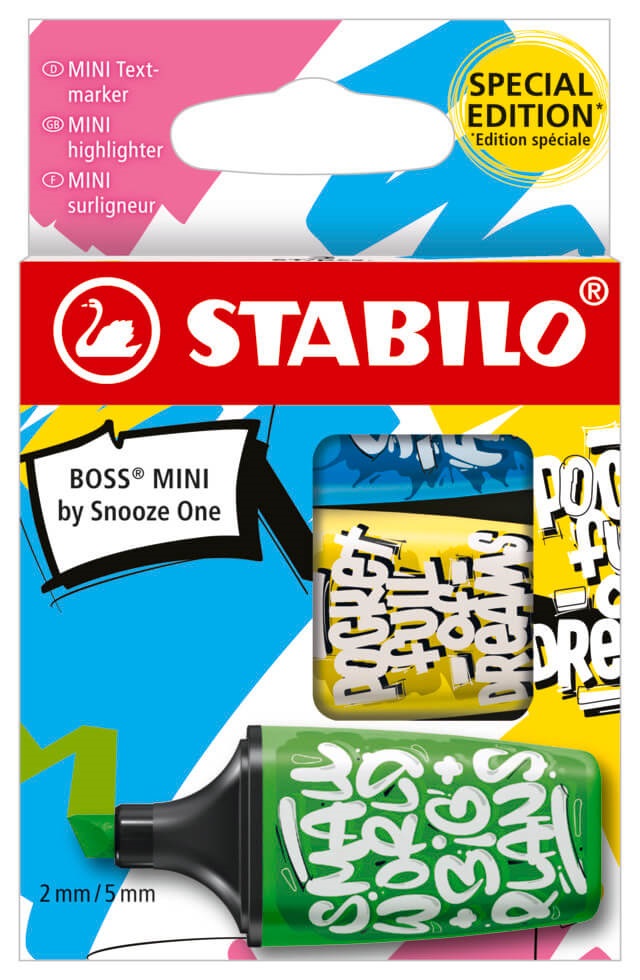 Stabilo BOSS MINI by Snooze One 3 db-os (zöld/sárga/kék) szövegkiemelő készlet