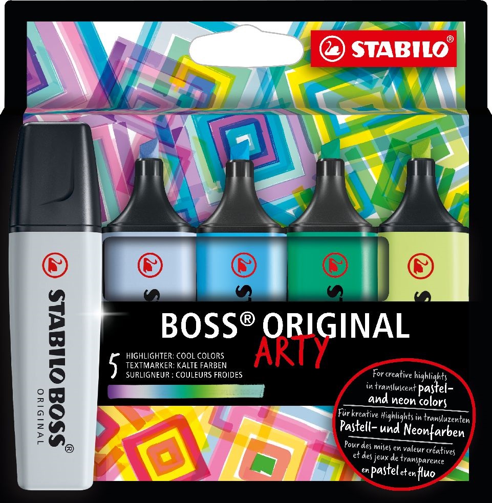 Stabilo BOSS ORIGINAL ARTY hideg színek 5 db/csomag szövegkiemelő készlet