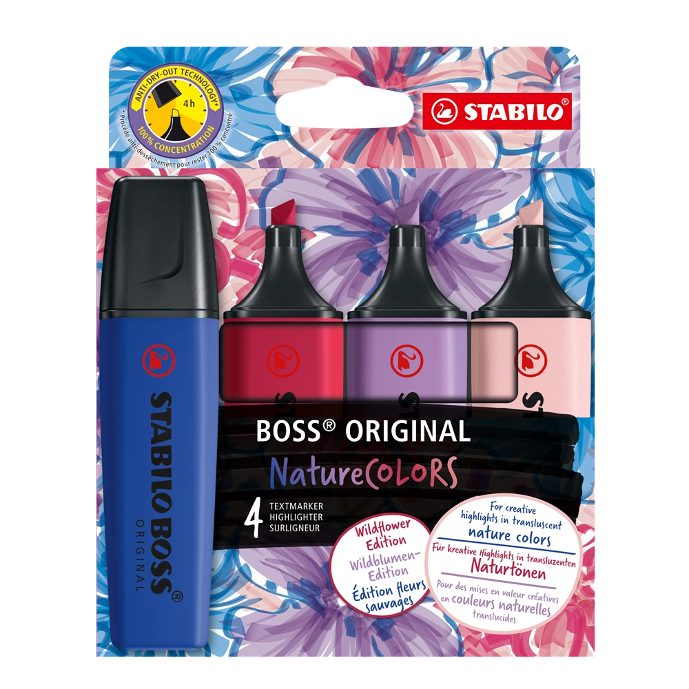 Stabilo BOSS ORIGINAL NatureCOLORS Wildflowers Edition 4 db-os szövegkiemelő készlet