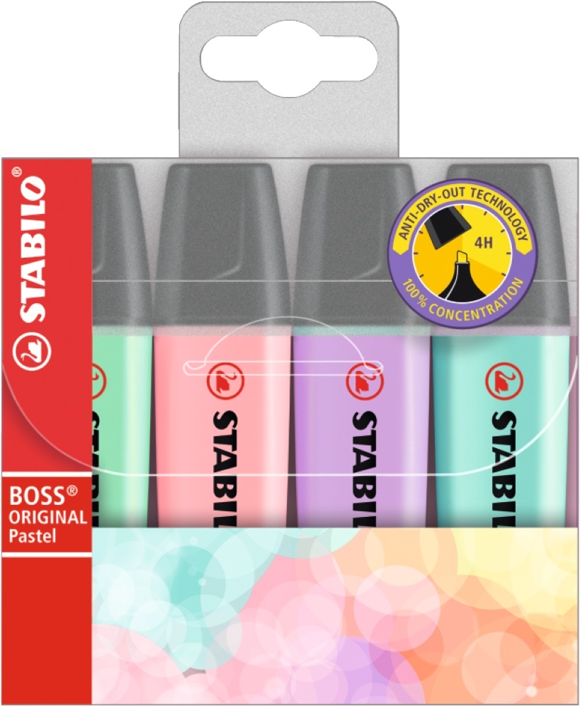 Stabilo BOSS ORIGINAL Pastel 4db-os vegyes színű szövegkiemelő