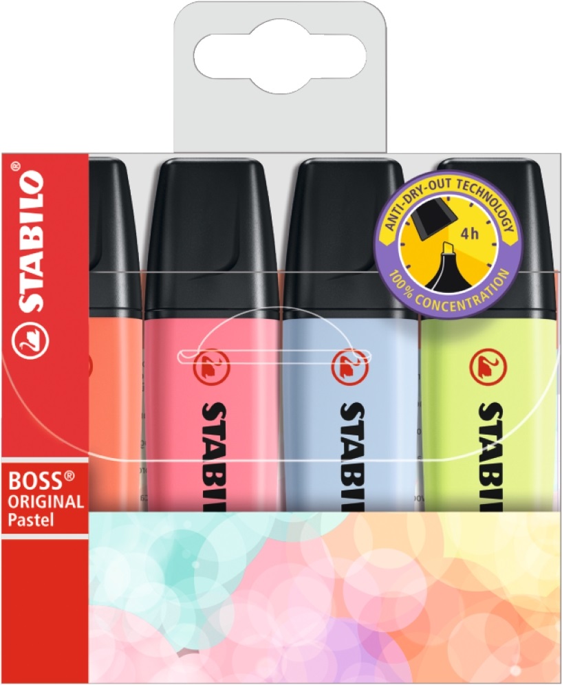 Stabilo BOSS ORIGINAL Pastel V2 4db-os vegyes színű szövegkiemelő