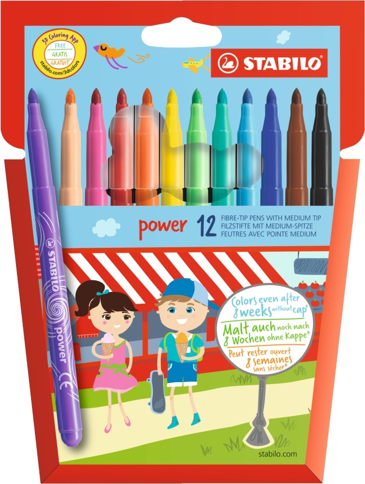 Stabilo POWER 12db-os vegyes színű filctoll készlet