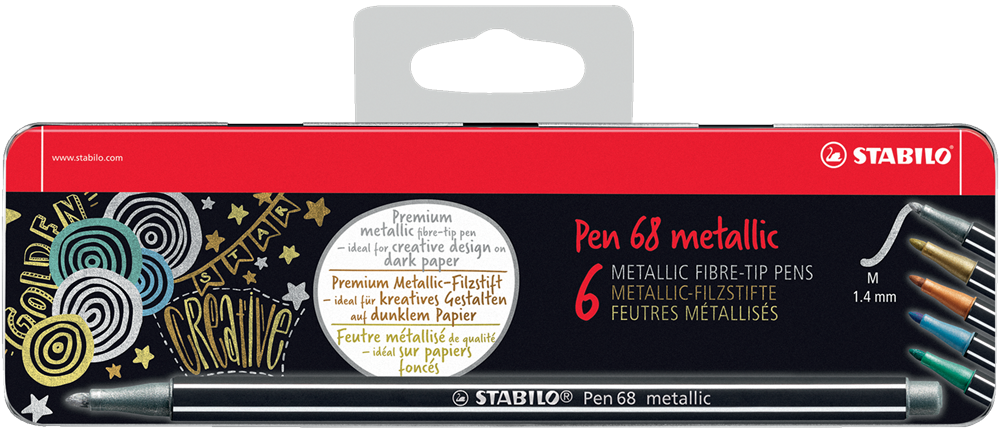 Stabilo Pen 68 Metallic fémdobozos 6 db-os rostirón készlet