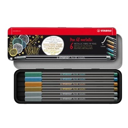 Stabilo Pen 68 Metallic fémdobozos 6 db-os rostirón készlet