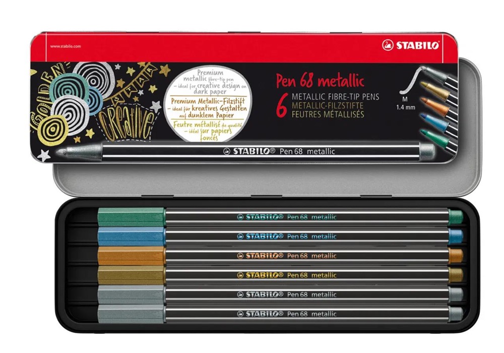 Stabilo Pen 68 Metallic fémdobozos 6 db-os rostirón készlet