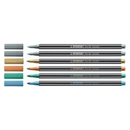 Stabilo Pen 68 Metallic fémdobozos 6 db-os rostirón készlet