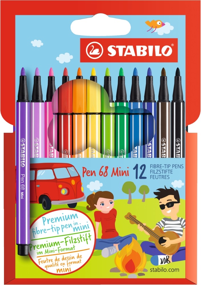 Stabilo Pen 68 Wallet mini 12db-os vegyes színű rostirón készlet