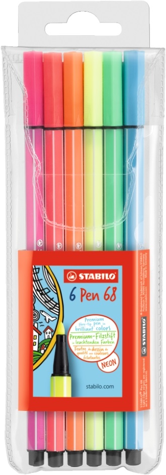 Stabilo Pen 68 neon 6db-os vegyes színű filctoll készlet
