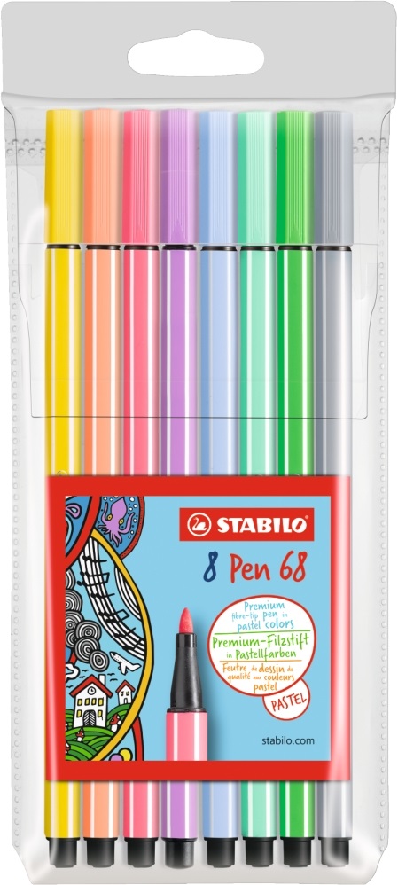 Stabilo Pen 68 pasztell 8db-os vegyes színű filctoll készlet