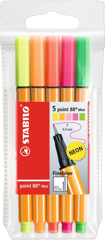Stabilo Point 88 Mini neon 5db-os vegyes színű tűfilc készlet