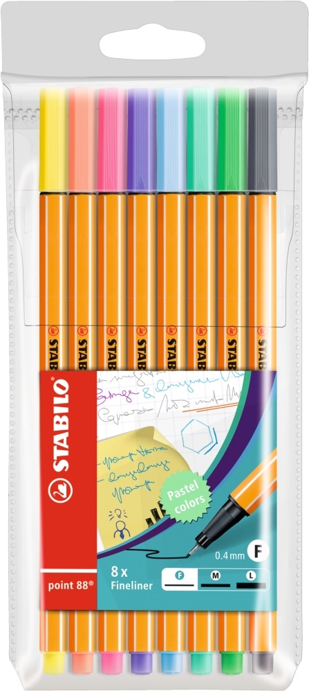 Stabilo Point 88 pasztell 8db-os vegyes színű tűfilc készlet