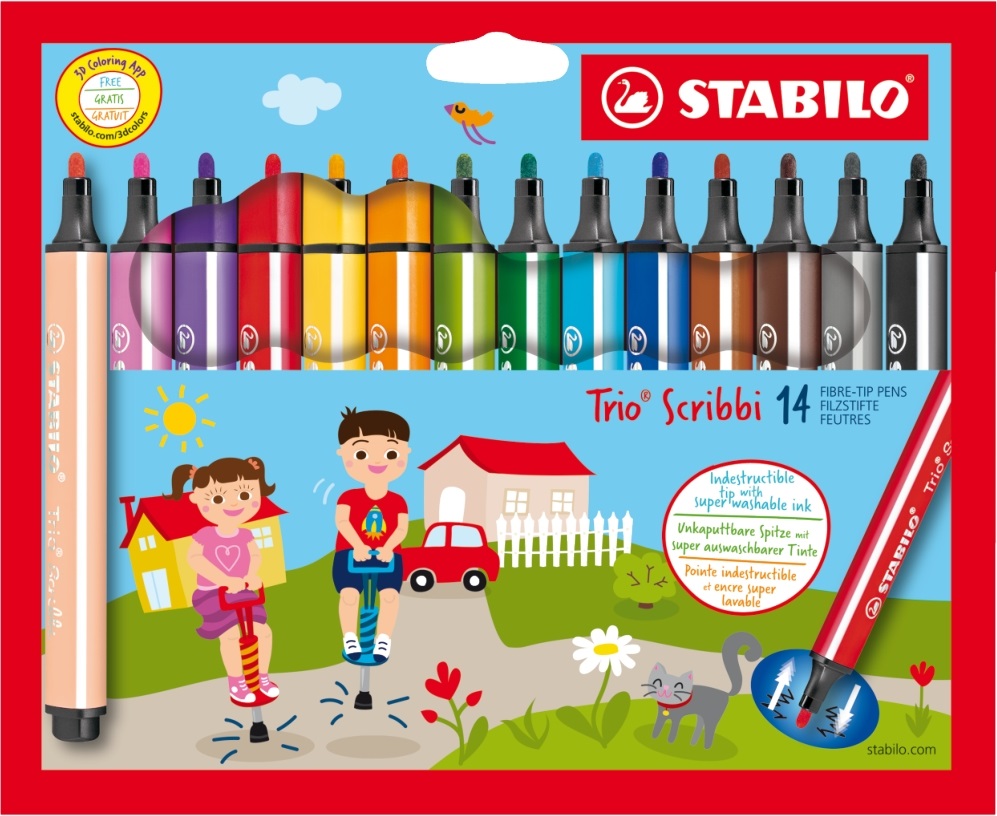 Stabilo Trio Scribbi 14db-os vegyes színű filctoll készlet