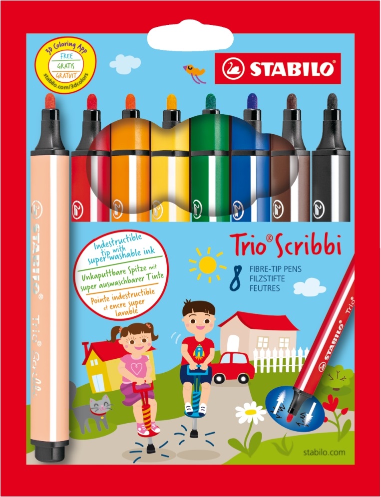 Stabilo Trio Scribbi 8db-os vegyes színű filctoll készlet