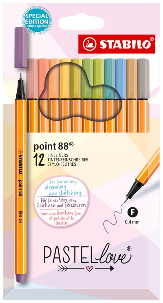 Stabilo point 88 Pastellove 12 db-os tűfilc készlet