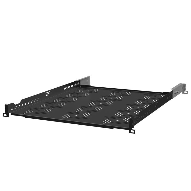 Stalflex B-RSA19-1U-550B 19" 1U 550mm mély 4 ponton rögzíthető fekete fix tálca (Újszerű)
