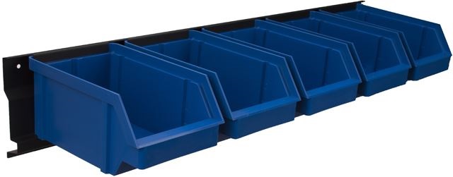 Stalflex BAR+5L-B falra szerelhető tárolósor 5 darab kék színű nagy méretű tárolódobozzal