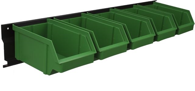 Stalflex BAR+5L-G falra szerelhető tárolósor 5 darab zöld színű nagy méretű tárolódobozzal
