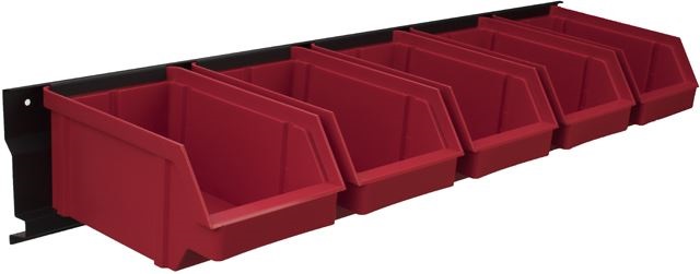 Stalflex BAR+5L-R falra szerelhető tárolósor 5 darab piros színű nagy méretű tárolódobozzal