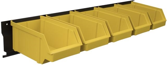 Stalflex BAR+5L-Y falra szerelhető tárolósor 5 darab sárga színű nagy méretű tárolódobozzal