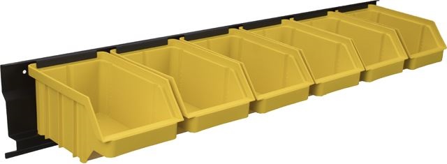 Stalflex BAR+6M-Y falra szerelhető tárolósor 6 darab sárga színű közepes méretű tárolódobozzal