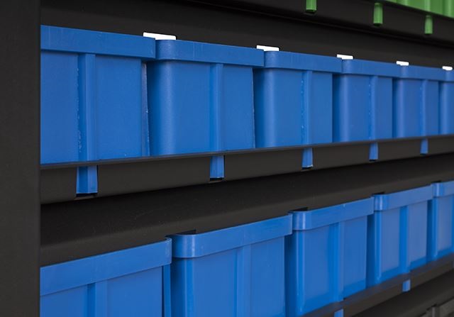 Stalflex BSR-SML állvány különböző méretű tárolódobozokkal