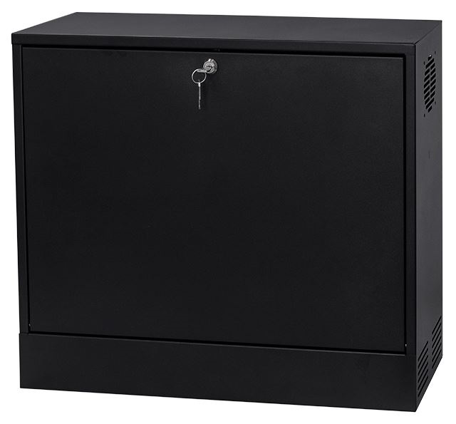 Stalflex CR19-3U-180-B 19" 3U 180mm mély fekete fém ajtós fali rack szekrény