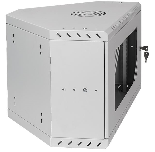 Stalflex CRC19-6U-330GG 19" 6U 330mm mély lapraszerelt szürke üveg ajtós fali rack sarokszekrény