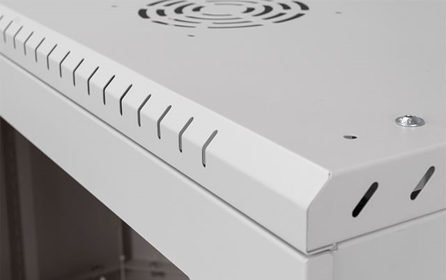 Stalflex CRC19-6U-330GG 19" 6U 330mm mély lapraszerelt szürke üveg ajtós fali rack sarokszekrény