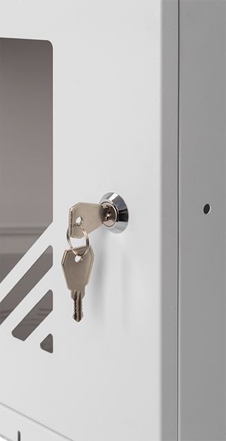 Stalflex CRC19-6U-330GG 19" 6U 330mm mély lapraszerelt szürke üveg ajtós fali rack sarokszekrény