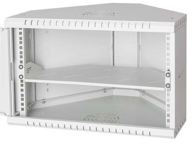 Stalflex CRC19-6U-330GG 19" 6U 330mm mély lapraszerelt szürke üveg ajtós fali rack sarokszekrény