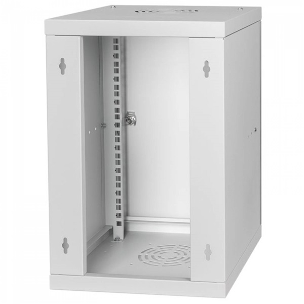 Stalflex RC10-9U-300MG 10" 9U 300 mm mély lapraszerelt szürke fém ajtós fali rack szekrény