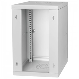 Stalflex RC10-9U-300MG 10" 9U 300 mm mély lapraszerelt szürke fém ajtós fali rack szekrény
