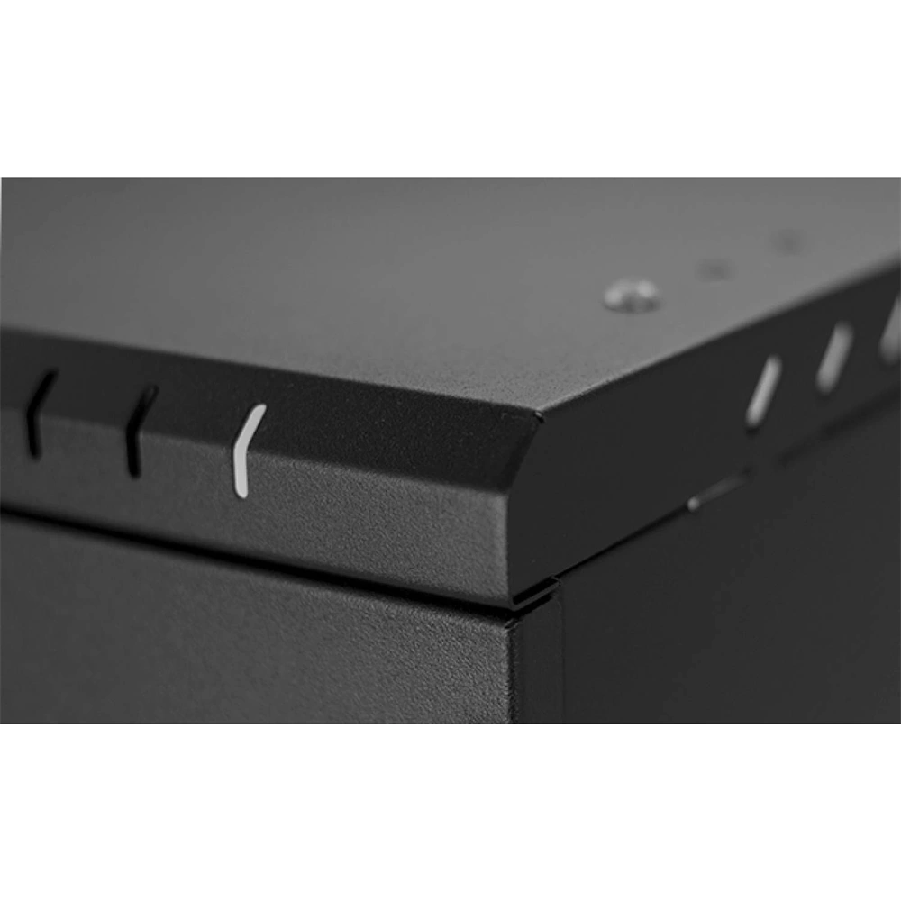 Stalflex RC19-12U-450GB 19" 12U 450 mm mély lapraszerelt fekete üveg ajtós fali rack szekrény (Újszerű)