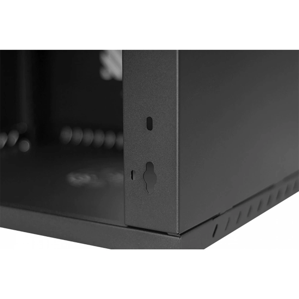 Stalflex RC19-12U-450GB 19" 12U 450 mm mély lapraszerelt fekete üveg ajtós fali rack szekrény (Újszerű)