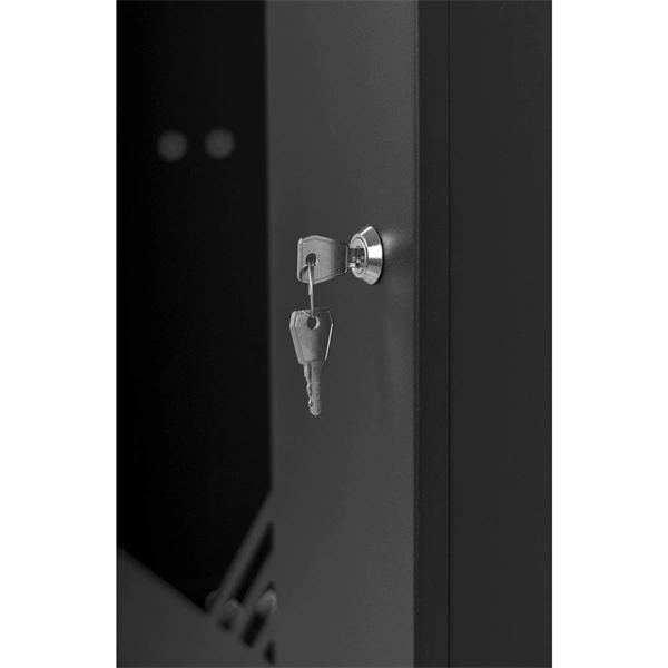 Stalflex RC19-12U-450GB 19" 12U 450 mm mély lapraszerelt fekete üveg ajtós fali rack szekrény (Újszerű)