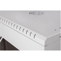 Stalflex RC19-12U-450GG 19" 12U 450 mm mély lapraszerelt szürke üveg ajtós fali rack szekrény