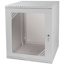 Stalflex RC19-12U-600GG 19" 12U 600 mm mély lapraszerelt szürke üvegajtós fali rack szekrény (Újszerű)