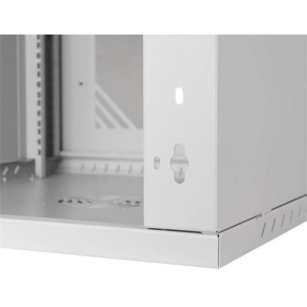 Stalflex RC19-12U-600GG 19" 12U 600 mm mély lapraszerelt szürke üvegajtós fali rack szekrény (Újszerű)