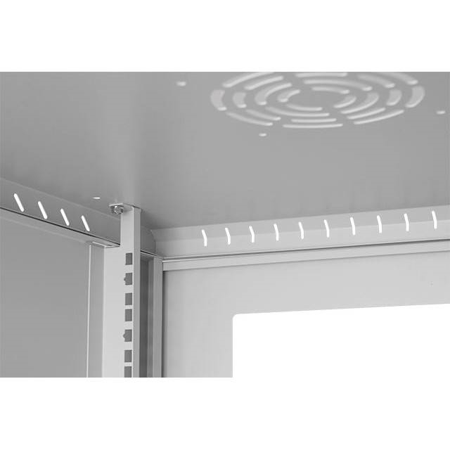 Stalflex RC19-12U-600GG 19" 12U 600 mm mély lapraszerelt szürke üvegajtós fali rack szekrény (Újszerű)