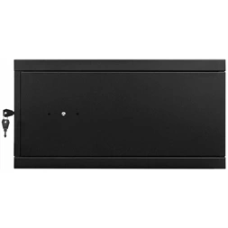 Stalflex RC19-4U-350MB 19" 4U 350 mm mély lapraszerelt fekete fém ajtós fali rack szekrény (Újszerű)