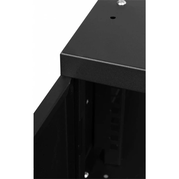 Stalflex RC19-4U-350MB 19" 4U 350 mm mély lapraszerelt fekete fém ajtós fali rack szekrény (Újszerű)