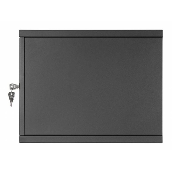 Stalflex RC19-6U-350MB 19" 6U 350 mm mély lapraszerelt fekete fém ajtós fali rack szekrény