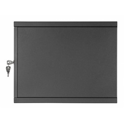 Stalflex RC19-6U-350MB 19" 6U 350 mm mély lapraszerelt fekete fém ajtós fali rack szekrény
