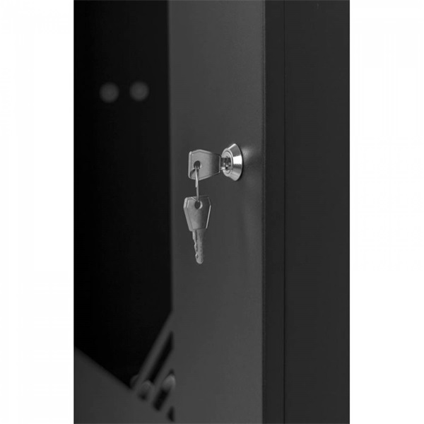 Stalflex RC19-9U-450GBP Pro 19" 9U 450 mm mély lapraszerelt fekete üveg ajtós fali rack szekrény