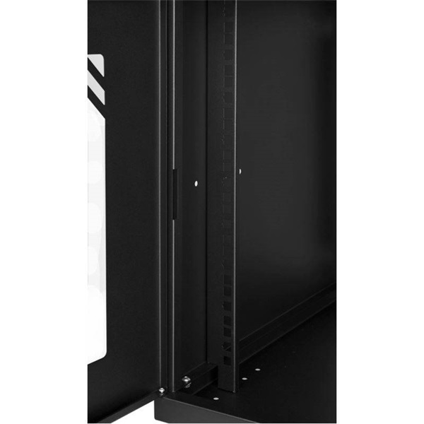 Stalflex RC19-9U-450GB 19" 9U 450 mm mély lapraszerelt fekete üveg ajtós fali rack szekrény