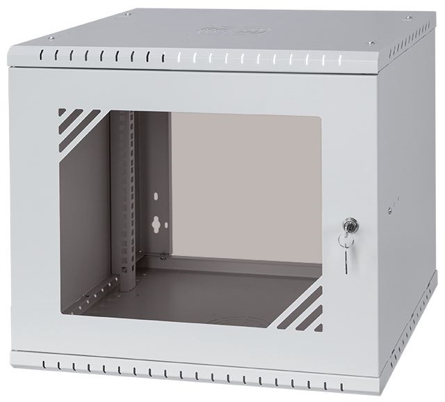 Stalflex RC19-9U-450GGP Pro 19" 9U 450 mm mély lapraszerelt szürke üveg ajtós fali rack szekrény