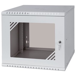 Stalflex RC19-9U-450GGP Pro 19" 9U 450 mm mély lapraszerelt szürke üveg ajtós fali rack szekrény