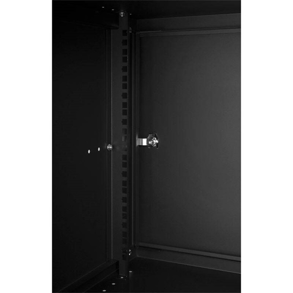 Stalflex RC19-9U-450MBP Pro 19" 9U 450 mm mély lapraszerelt fekete fém ajtós fali rack szekrény